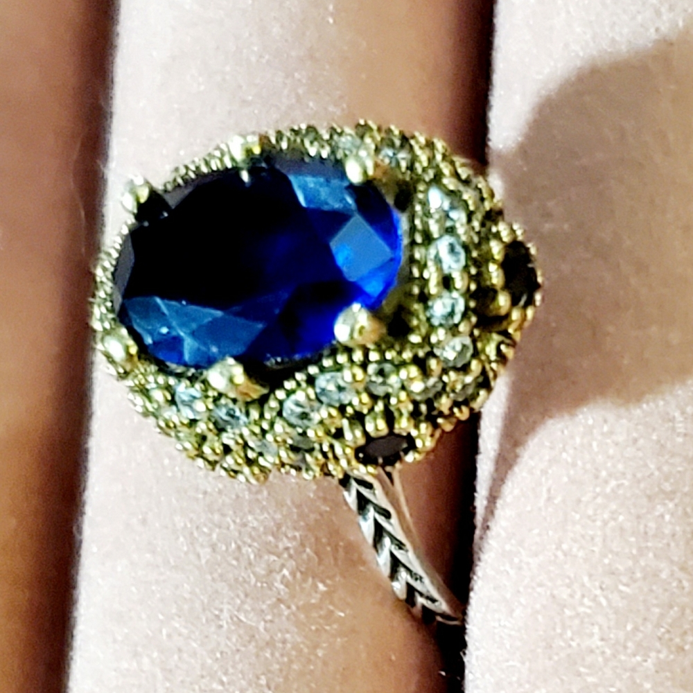 Vintage, art deco 925, 10k, sapphire ring